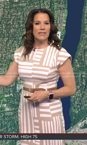 Heather’s geometric print belted dress on Good Morning America