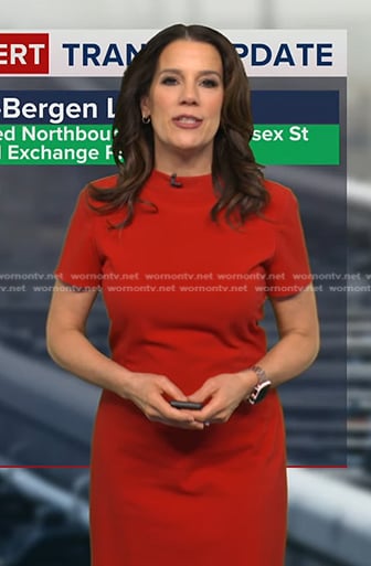 Heather’s red short sleeve dress on Good Morning America
