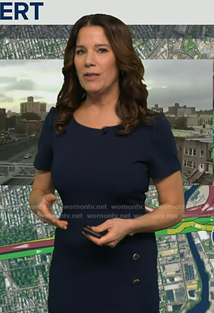 Heather's navy button detail sheath dress on Good Morning America