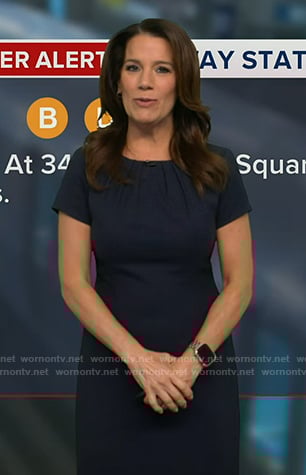 Heather's navy gathered dress on Good Morning America