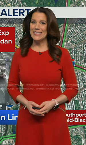 Heather's red zip pocket dress on Good Morning America