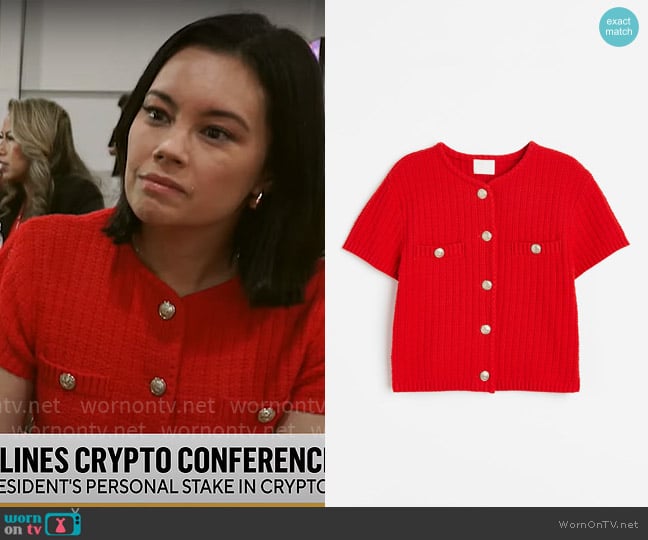 H&M Structured-knit Cardigan worn by Jo Ling Kent on CBS Mornings