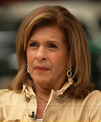 Hoda's pearl hoop earrings on Today