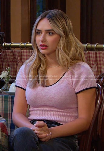 Holly's pink short sleeve sweater on Days of our Lives