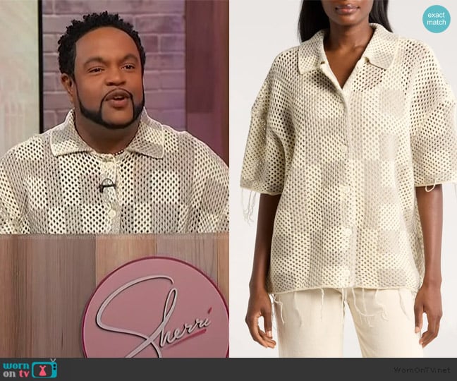 Honor The Gift Gender Inclusive Openwork Short Sleeve Cardigan worn by Jawn Murray on Sherri