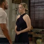 Hope’s navy cross-neck midi dress on The Bold and the Beautiful