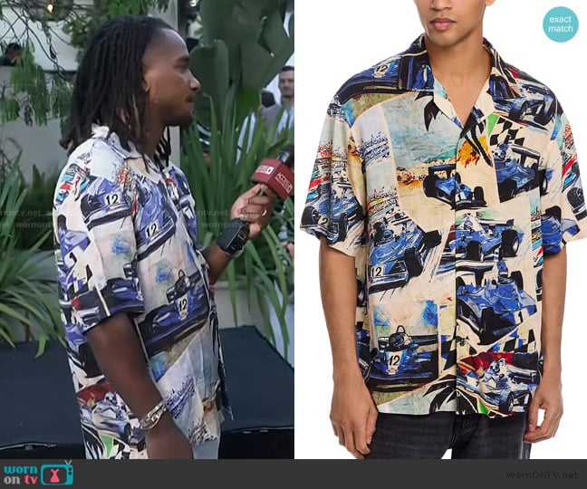 Scott’s race car print shirt on Access Hollywood