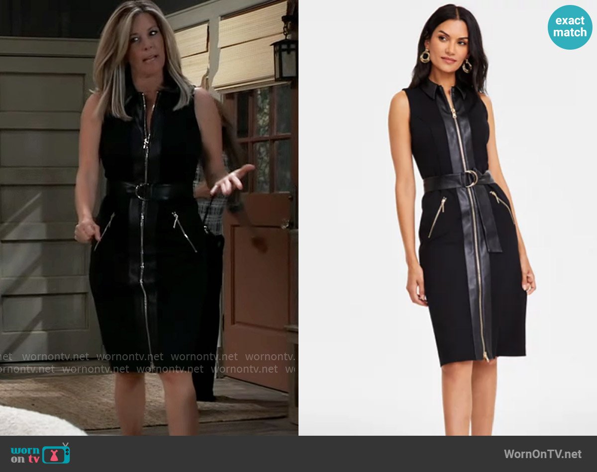INC International Concepts  Belted Mixed-Media Dress worn by Carly Spencer (Laura Wright) on General Hospital