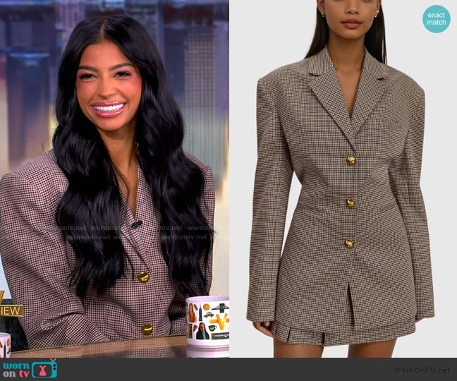 Innovare Denim Alvan Grid Buckle Blazer worn by Layla Taylor on The View