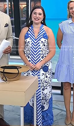 Ivy Odom’s blue stripe and floral print maxi dress on Today