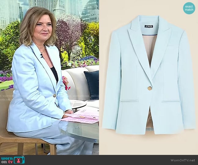 J. Crew Alexandra Blazer in stretch linen blend in Edgewater worn by Christine Romans on Today