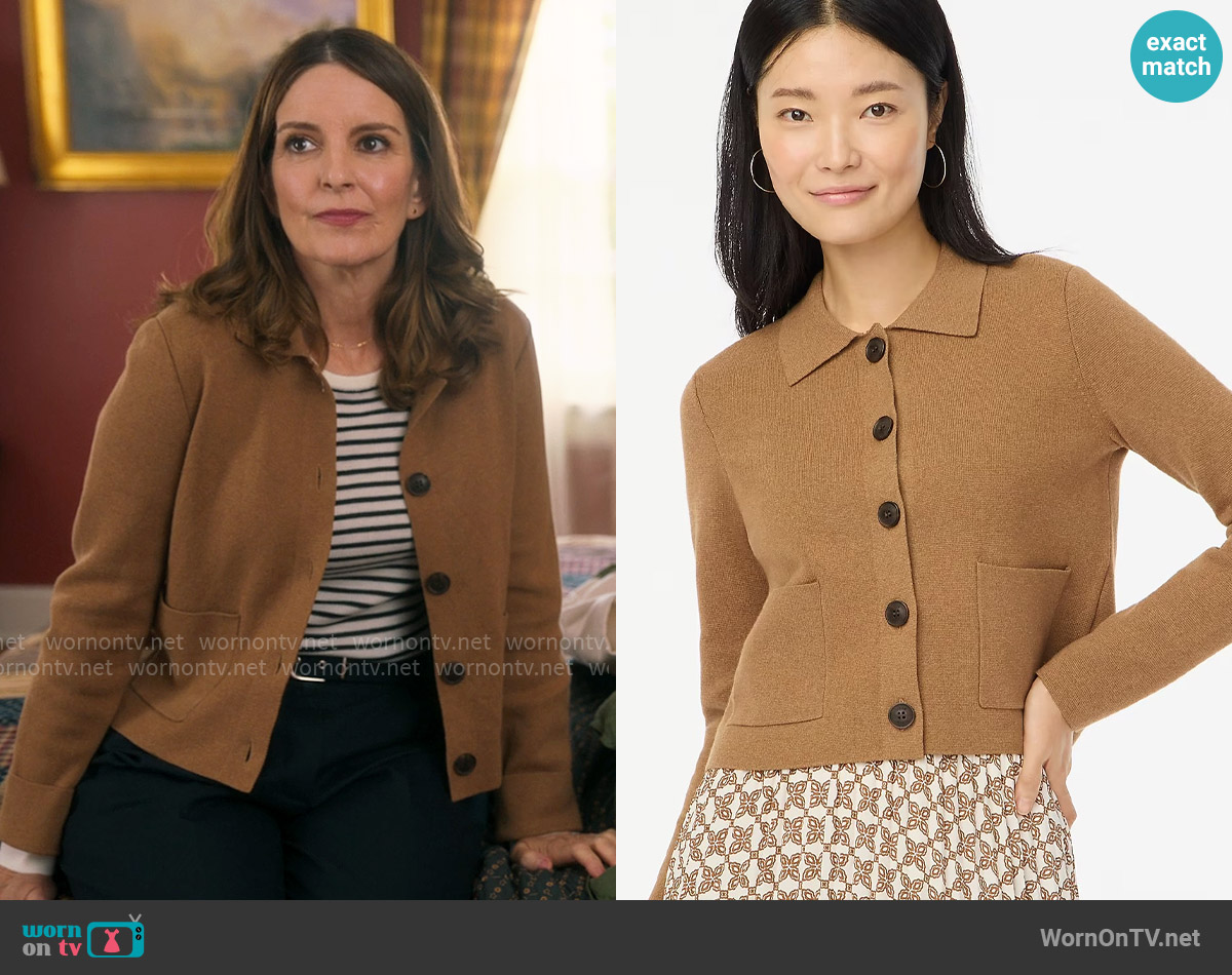 J. Crew Polo cardigan sweater worn by Kate (Tina Fey) on The Four Seasons