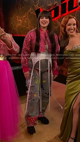 Jadyn Cree Olesen’s grey denim cargo pants on The Voice
