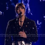 Jadyn Cree’s black mirror disc embellished blazer on The Voice