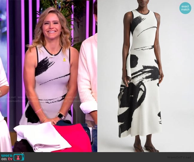 Jason Wu Loop Fringe Jacquard Sleeveless Dress worn by Sara Haines on The View