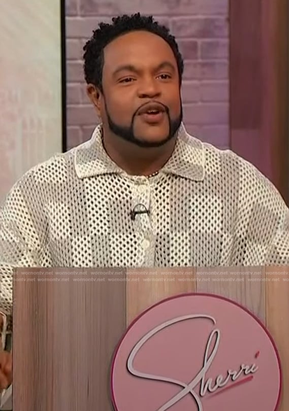 Jawn's crochet knit shirt on Sherri