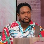 Jawn’s graffiti print shirt on Sherri