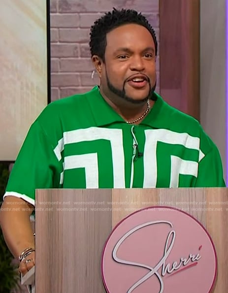 Jawn’s green printed shirt on Sherri