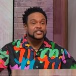 Jawn black m print short sleeve shirt on Sherri