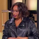Jennifer’s black leather moto jacket on The Jennifer Hudson Show