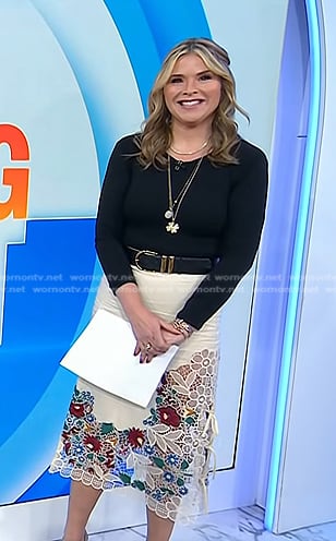 Jenna’s floral embroidered lace skirt on Today