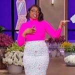 Jennifer’s blue floral embroidered skirt on The Jennifer Hudson Show