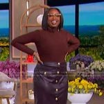Jennifer’s brown button front leather skirt on The Jennifer Hudson Show