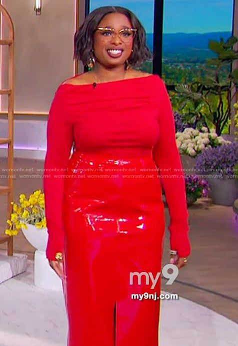 Jennifer’s red latex skirt on The Jennifer Hudson Show