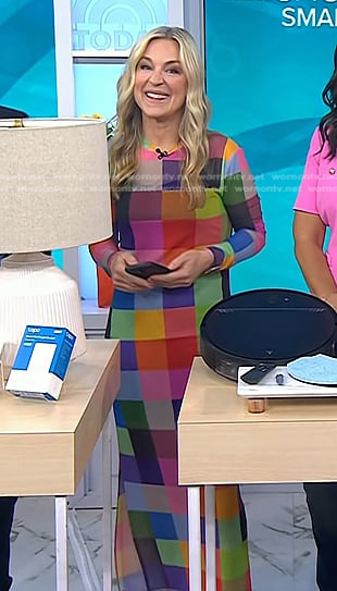 Jennifer Jolly's multicolor check dress on Today