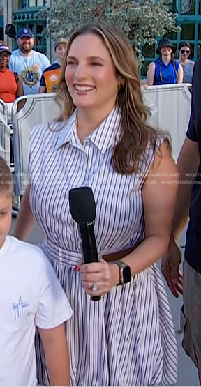 Jennifer Llamas’s striped belted poplin dress on Today