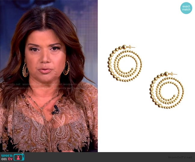 Jennifer Miller Beaded Spiral Hoop Earrings worn by Ana Navarro on The View