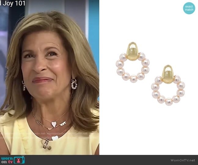 Jennifer Miller Pearl Hoop Earrings in Gold worn by Hoda Kotb on Today