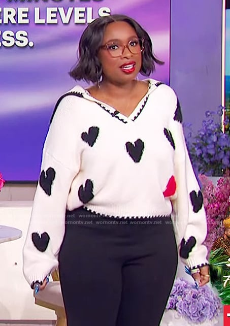 Jennifer's heart knit sweater on The Jennifer Hudson Show