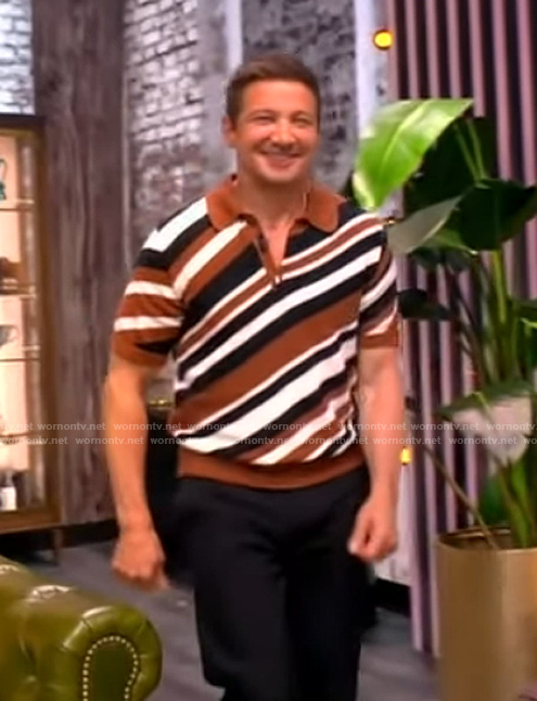 Jeremy Renner’s striped polo shirt on The View