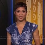 Jericka’s navy palm tree print dress on CBS Evening News