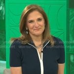 Jill Schlesinger's navy zip front dress on CBS Mornings