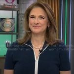 Jill Schlesinger’s navy zip front dress on CBS Mornings