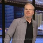 Jim Gaffigan’s gray zip front jacket on Live with Kelly and Mark