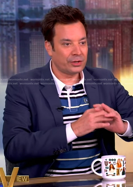 Jimmy Fallon’s blue striped polo sweater on The View
