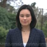 Jo Ling Kent’s navy check blazer on CBS Evening News