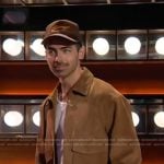Joe Jonas’s brown suede jacket on The Kelly Clarkson Show