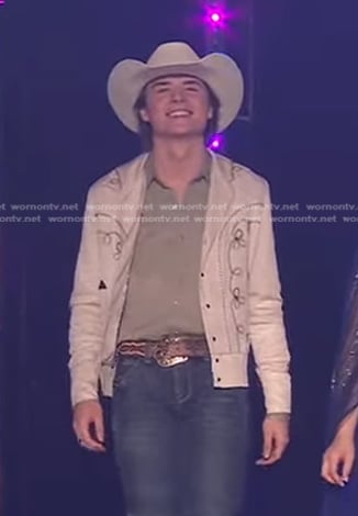 John Foster’s white embroidered western shirt on American Idol