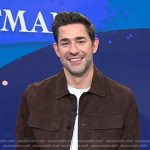 John Krasinski’s brown suede jacket on Today