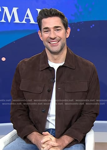 John Krasinski’s brown suede jacket on Today