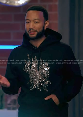 John Legend's black embellished hoodie on The Voice