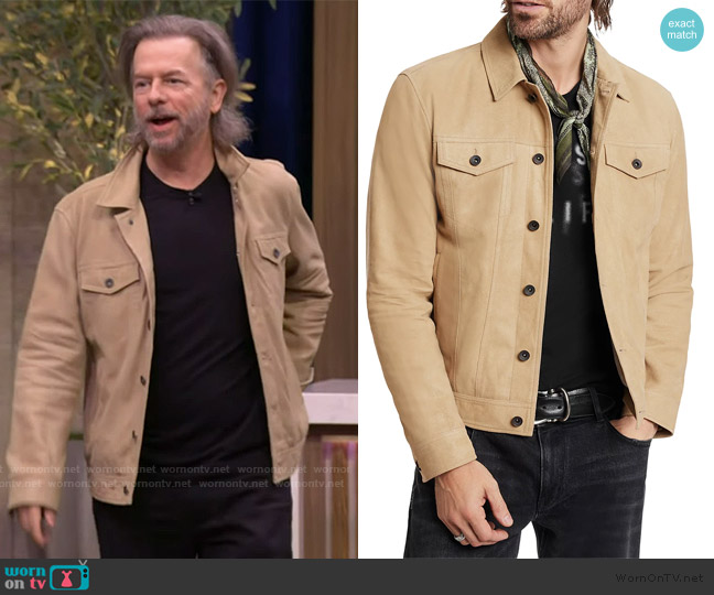 John Varvatos Andrew Leather Trucker Jacket worn by David Spade on Live with Kelly and Mark