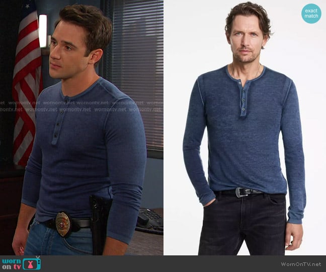 John Varvatos Christie Henley in Navy worn by JJ Deveraux (Casey Allen Moss) on Days of our Lives