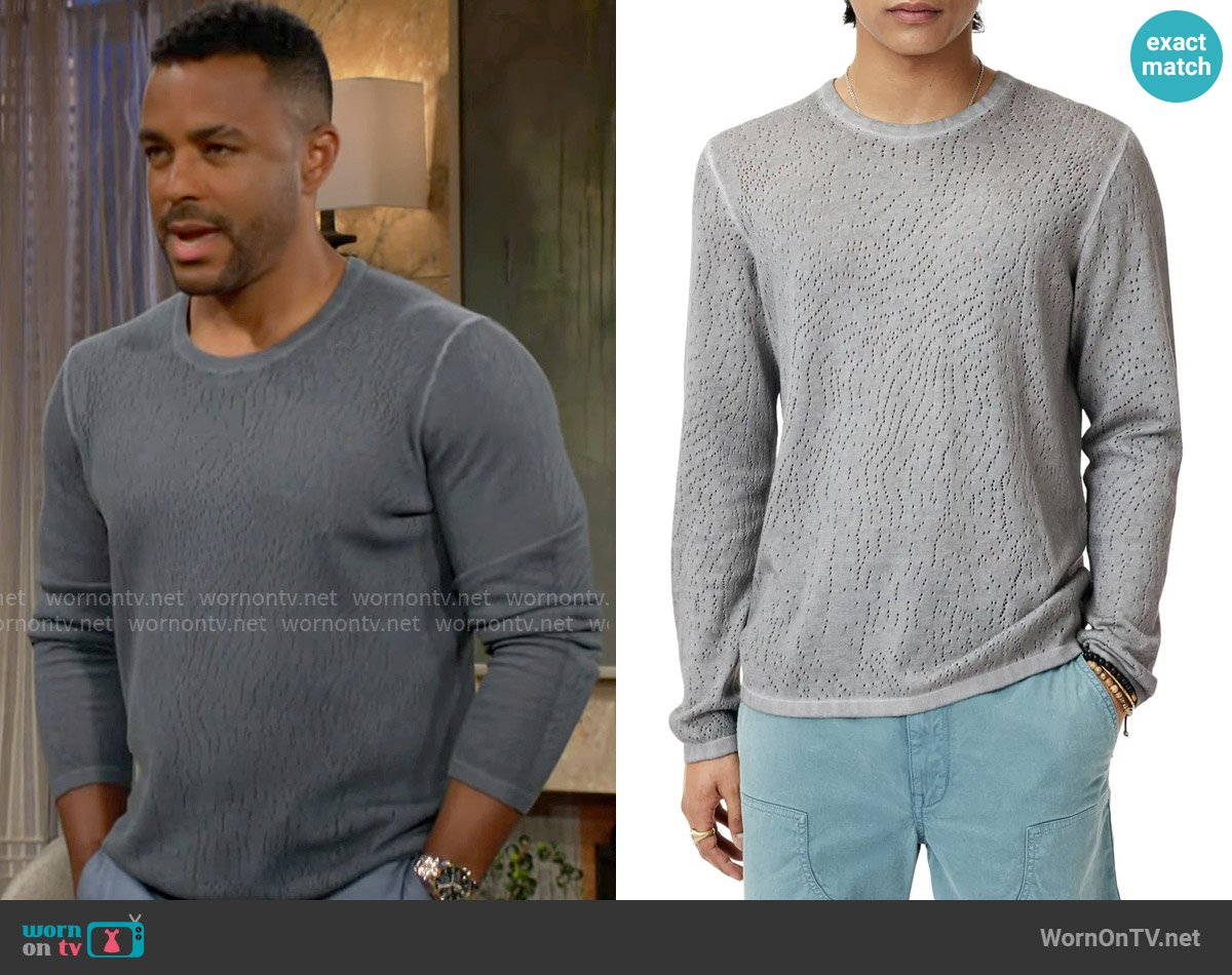 Nate’s perforated sweater on The Young and the Restless