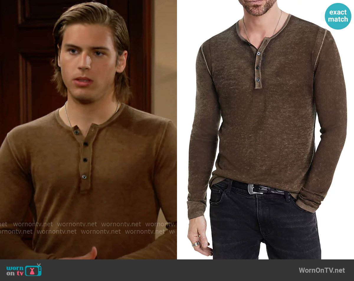 John Varvatos Christie Henley in Chestnut worn by Will Spencer (Crew Morrow) on The Bold and the Beautiful