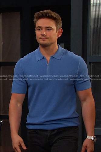 Johnny's blue half zip polo on Days of our Lives